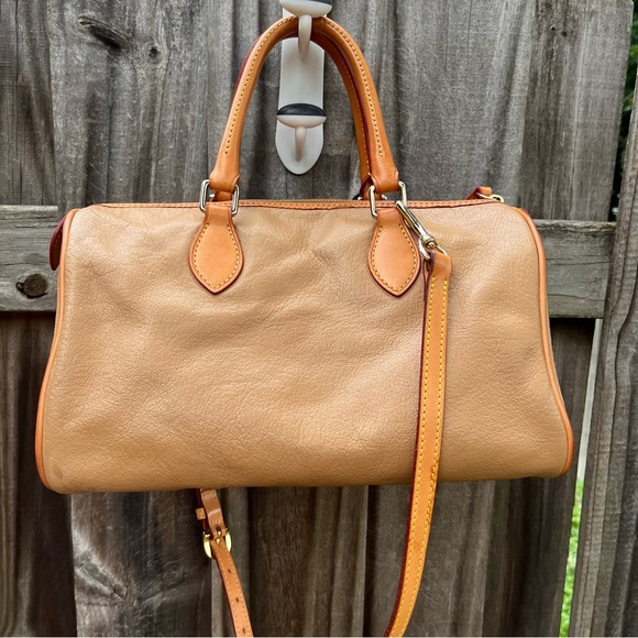Dooney & Bourke leather barrel satchel in camel - Picture 9 of 15